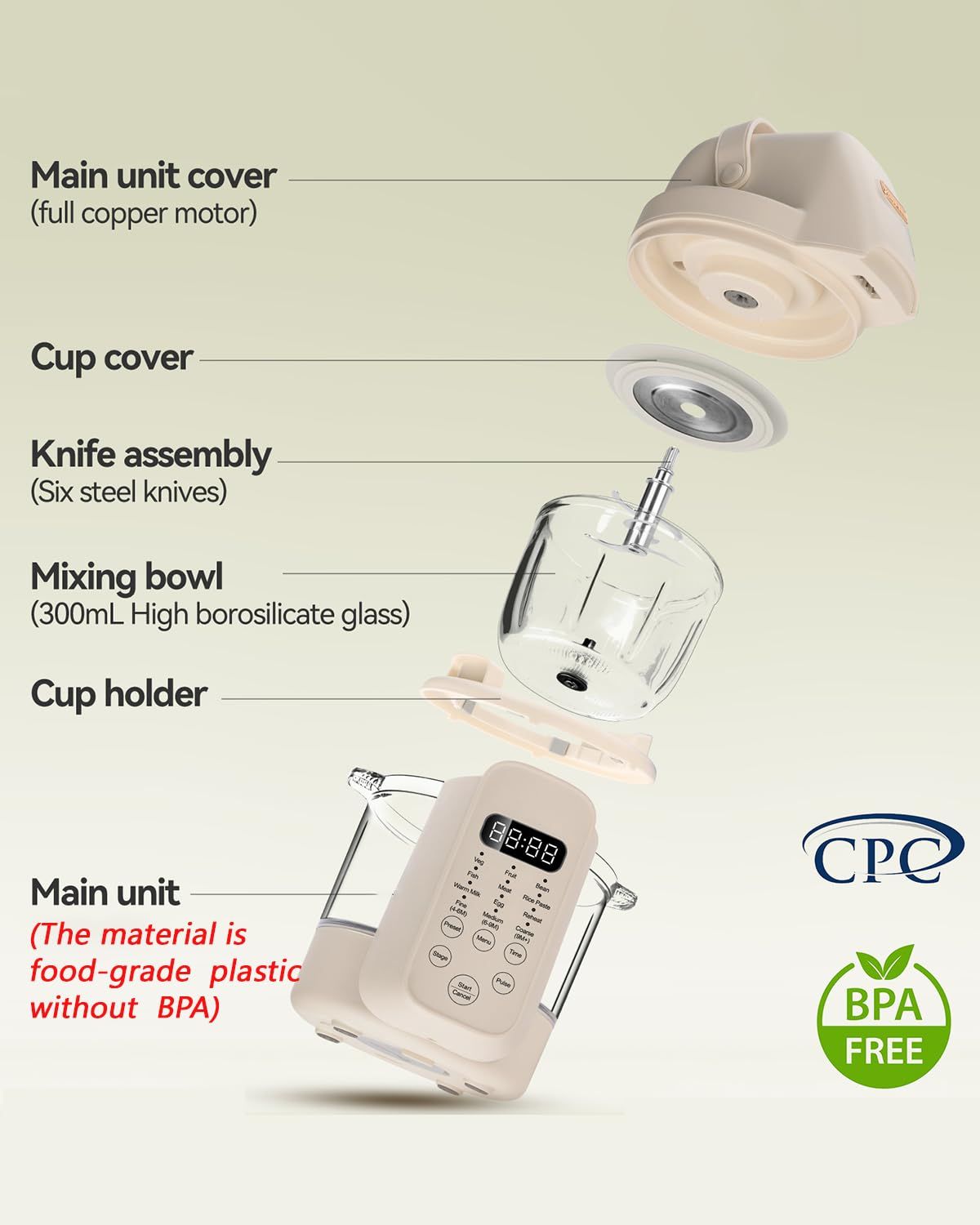 Baby Food Blender And Steamer - Processador de Alimentos para Bebês 9